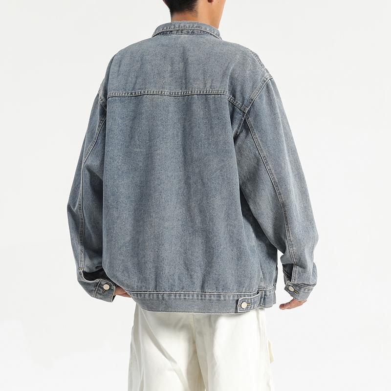 New Workwear Denim Jacket Men's Spring and Autumn American Retro Loose Denim Lapel Jacket