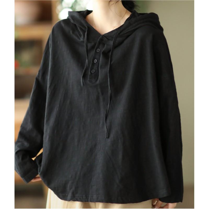 

Женский винтажный свитер с капюшоном, весенний, однотонный, свободный, повседневный, с длинными рукавами M