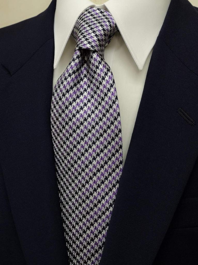Necktie Nishijin Ori Houndstooth Pattern Silk Purple Business Casual Day Present Gift Made In Japan [OnCoM] Men's Father's Thsu2002-003