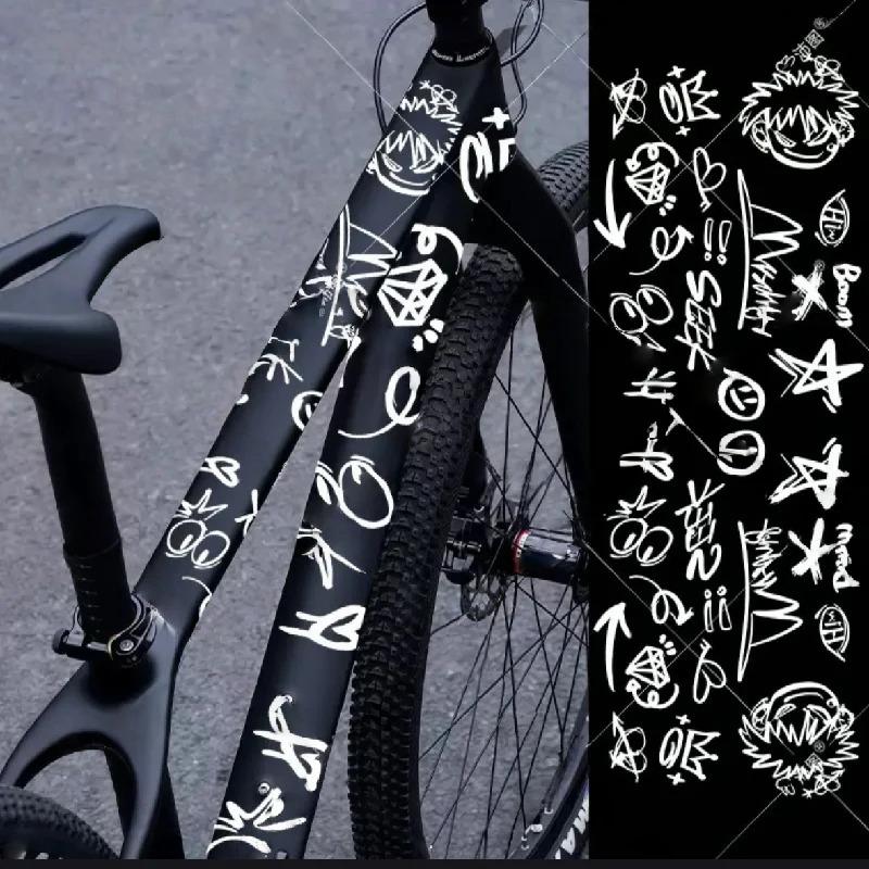 Adesivi per Bicicletta Graffiti Cartoni Animati Per Telaio Bicicletta Tubo Superiore Fai da Te Riflettenti Impermeabili Adesivi per Ciclismo Adesivo per Telaio Bici da Strada