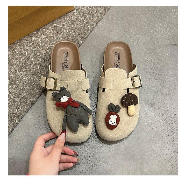 

[Youshilai] Flat-bottomed bag head and half slippers for women s 2025 spring new outer wear cartoon cute Birkentow 35