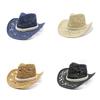 Western Cowboy Straw Hat With Wide Brim For Summer Sun Protection And Outdoor Activities
