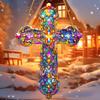 1pcs colored glass style pendant - cross. Garden decoration, religious gifts, Christian decoration
