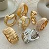 Ingemark Punk Hip Hop Irregular Metal Bangles for Women 2025 Trend Vintage Gold Color Water Drop Spring Bracelets Men Jewelry