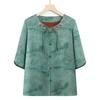 Embroidered Loose Stand Collar Shirt for Plus Size Mature Women