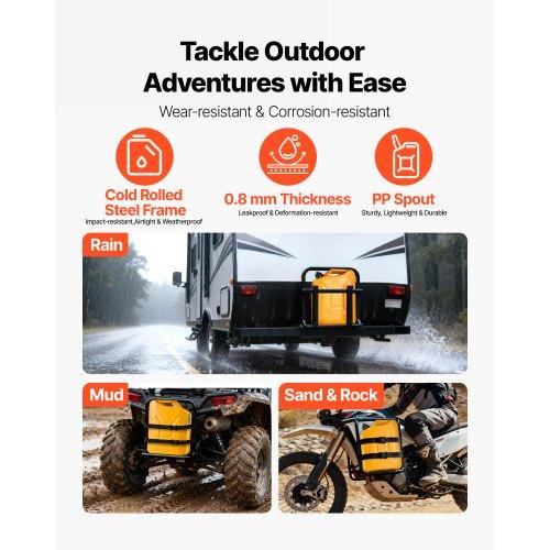 VEVOR Metal Fuel Container, 20 L, Fuel Jerry Can with Spout and Comfort Handle, 6 L/min Max Flow Rate