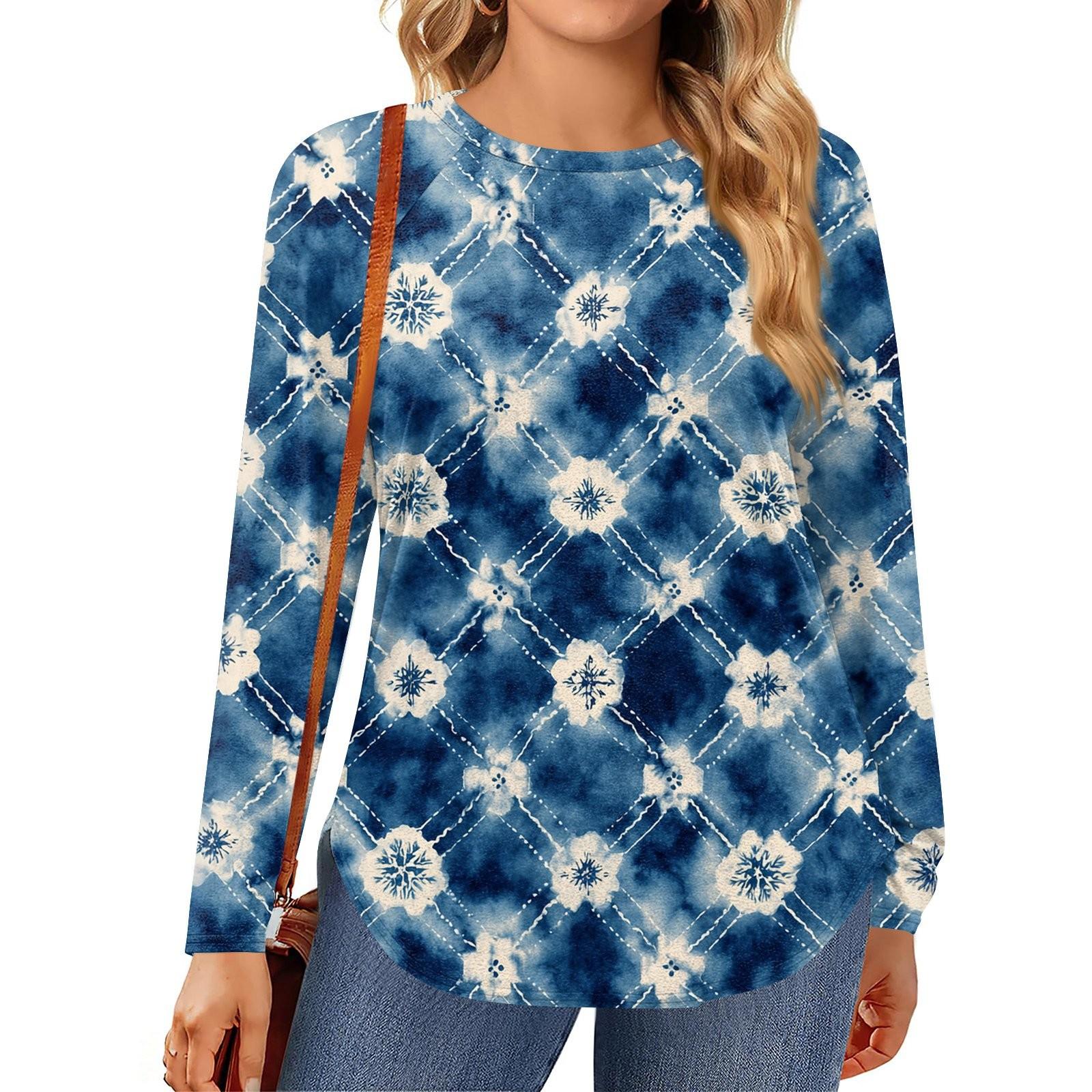 

Женские топы больших размеров, рубашки с длинным рукавом, туника с круглым вырезом, повседневная свободная блузка L-5X L