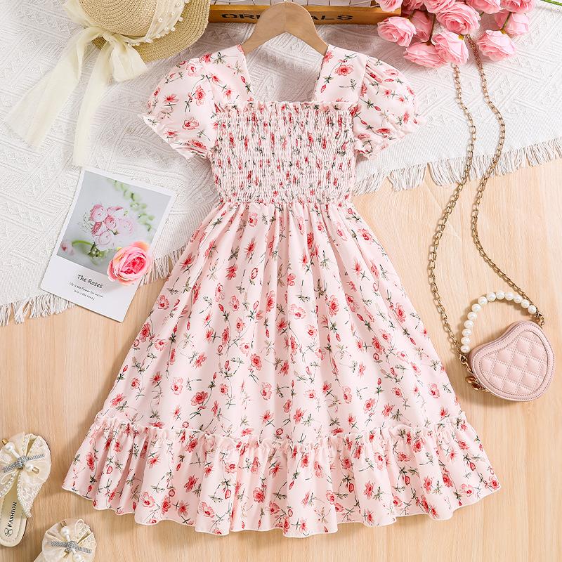 2025 Lato Sukienka z bufiastymi rękawami dla dziewczynek Sukienki księżniczki