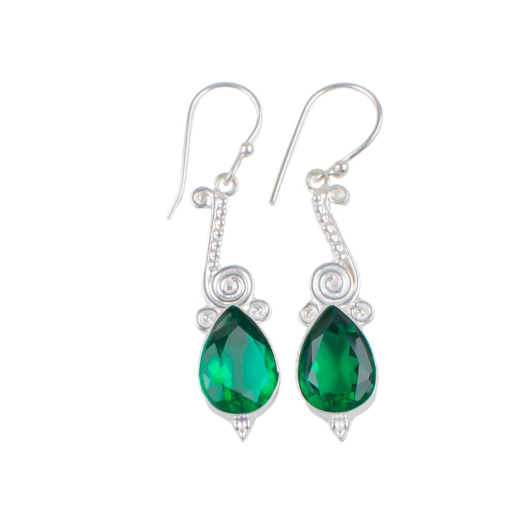 925 Sterling Silver Chrome Diopside Gemstone Lovely Jewelry Hook Earrings 2.10" EE-37-3