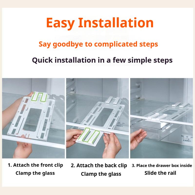 Fridge Organizer Under Shelf Drawer Pull Out Refrigerator Organizer Bin Clear Fridge Storage Container Freezer Kitchen Organizer
