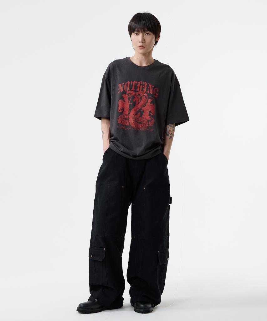 Nasttingijeubeleoldaenmi Snake Graphic Tee_Charcoal