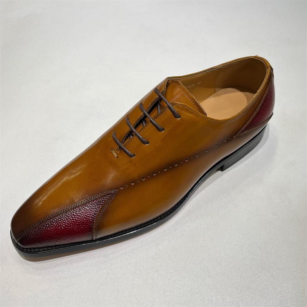 High Quality Men's Formal Shoes Genuine Leather Luxury Party Wedding Men's Shoes Lace-up Pointed Toe Brown Oxford Business Shoes