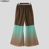 INCERUN Herren Casual High Waist Transparent Farbverlauf Patchwork Lange Schlaghosen