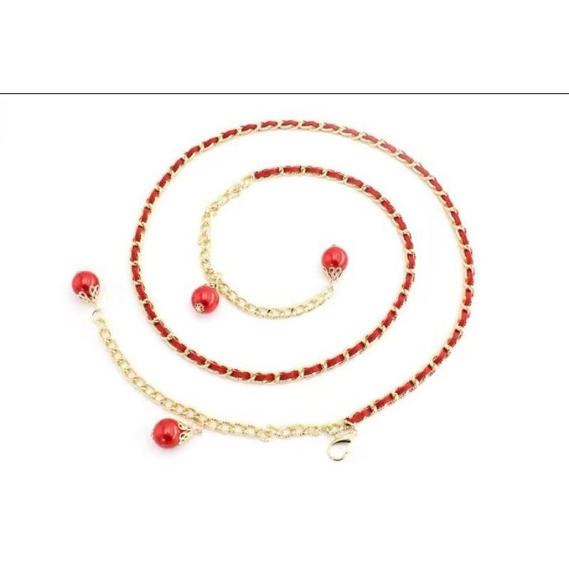 Pearl Thin Waist Chain Women's Decorative White Dress Belt Korean Version Simple and Fashionable Metal Belt Skirt Belt