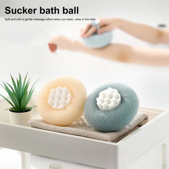 Sunflower Bath Brush with Suction Cup Ring Design Super Soft 2-in-1 Bath Ball Cleansing Massage Exfoliating Shower Sponge