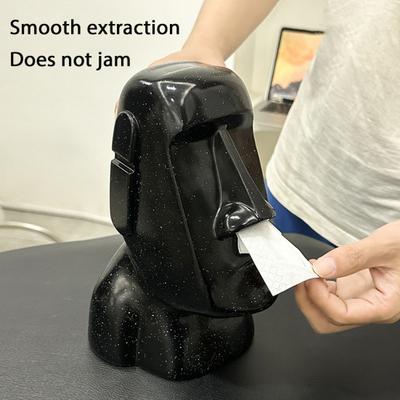 Moai Statue Tissue Holder Easter Island Statue Tissue Box Cover 3-in-1 Eyeglass Holder Headphone Stand Decorative Tissue Box Holder for Living