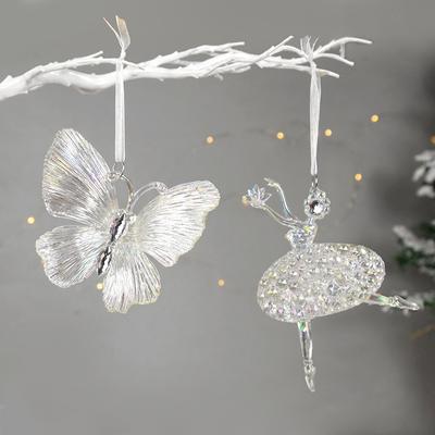 Acrylic Christmas Tree Hanging Ornaments Elk Angel Doll Bell Pendant 2024 Merry Christmas Decoration for Home Xmas New Year 2024