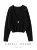 Fashionable Summer V-Neck Knit Cropped Cardigan with Sun Protection