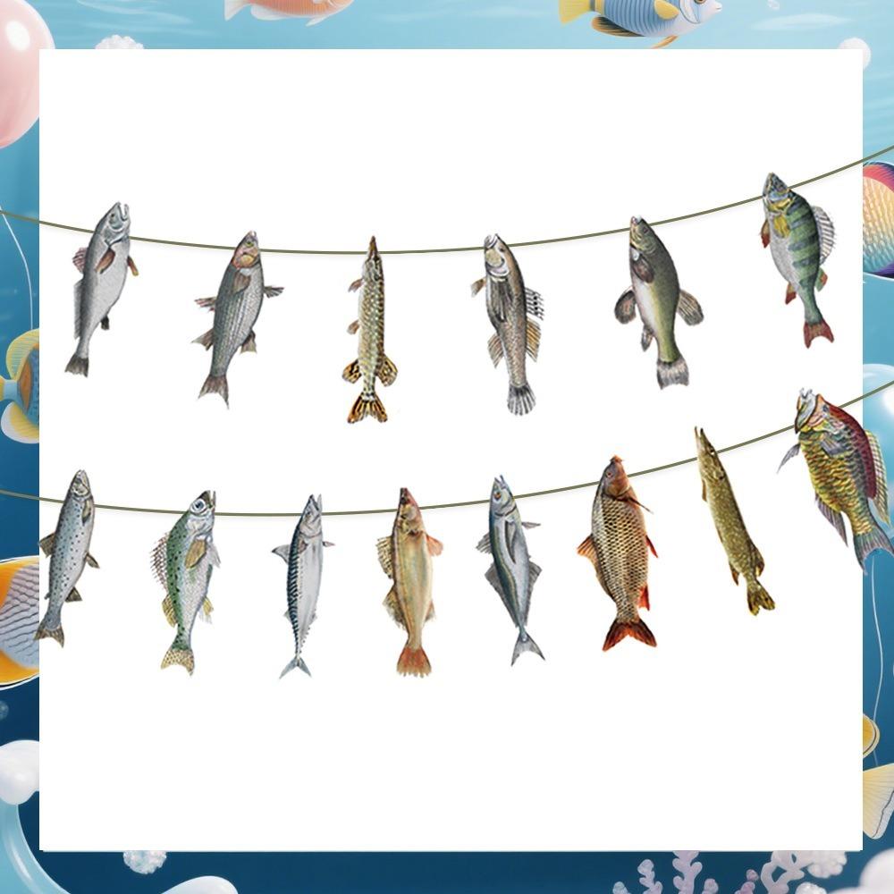 Fisherman Themed Paper Fish Garland DIY Fish Flag Decorations  Birthday Parties
