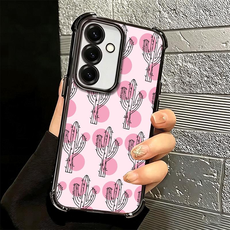 Cactus Pattern Plating Phone Case For Samsung A17 A07 A37 A57 A16 A56 A15 A55 A14 A54 A13 A53 A26 A36 A25 A35 A24 A34 A23 A33