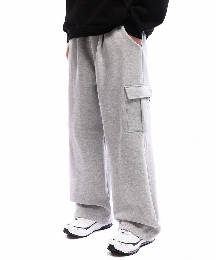 ANOTHER ARCHIVE Cargo One-Pleat Sweat Wide Pants_Gray