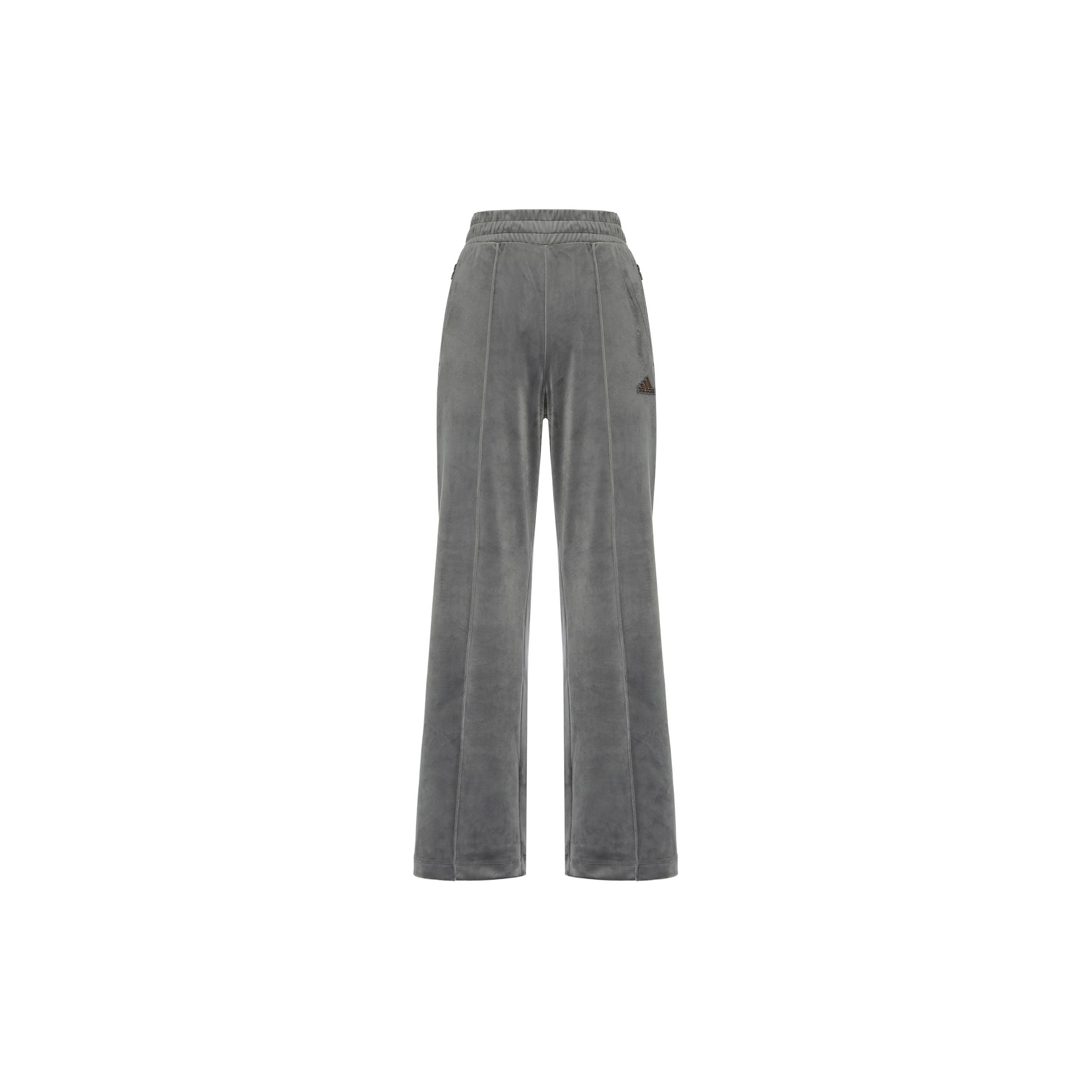 Adidas Women Essentials Logo Mid Waist Straight Leg Elasticated Track Pants Grey Regular Fit Polyester Casual Lifestyle Bottom JX6845 XL