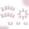 24 Pcs French Tip Full Cover Stick On Nail Short Square False Nail Glitters Artificial Nail Gradient Press On Nail
