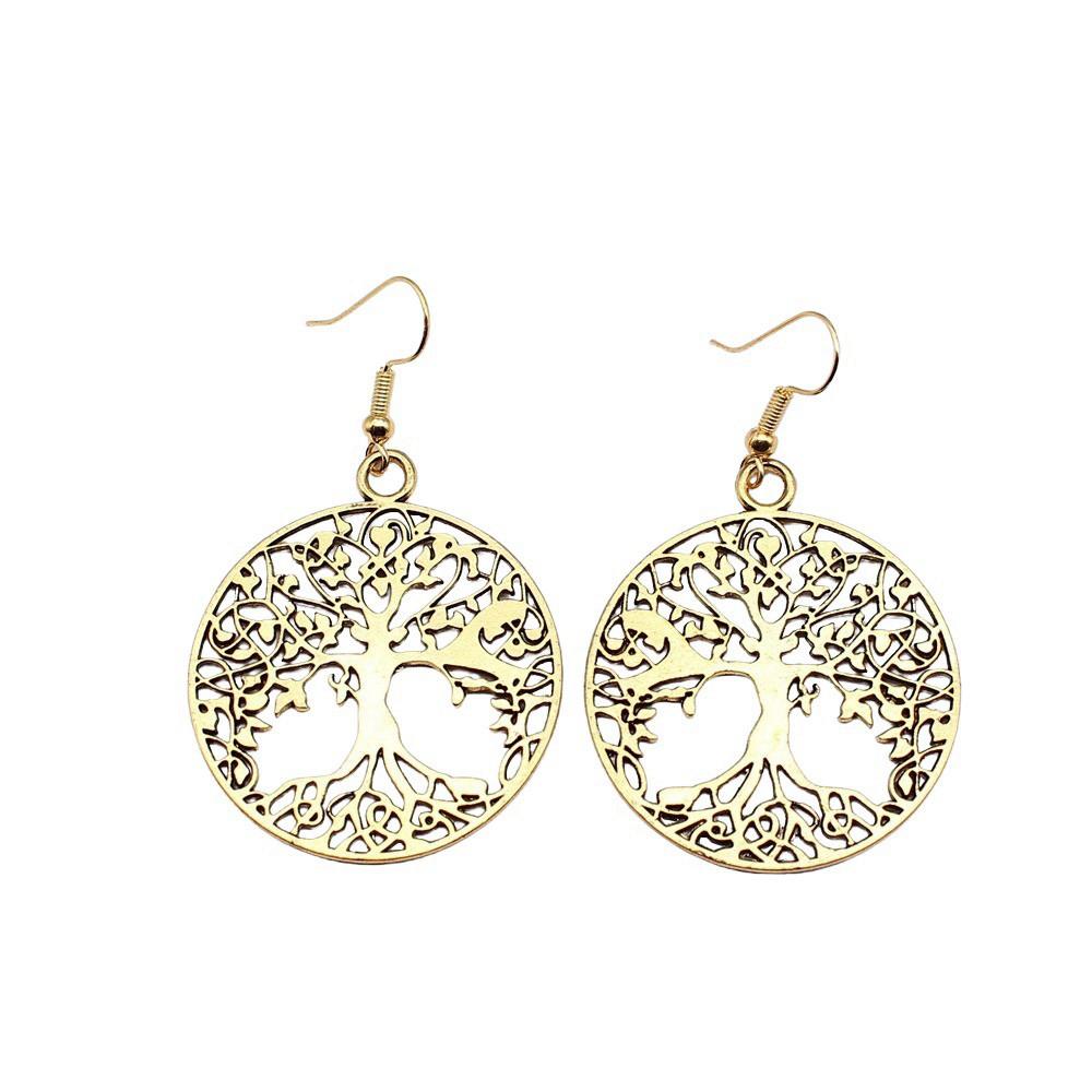 Tree Of Life Dangle Earrings Openwork Nature Boho Style Drop Jewelry For Female