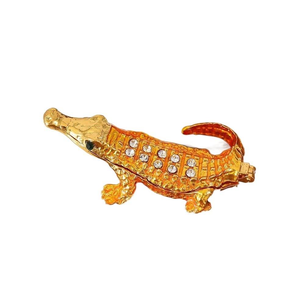 

Zinc Zinc Alloy Enamel Jewelry Box Rhinestone Ring Display Case Luxury Crocodile Mini Organizer Necklace Style 3