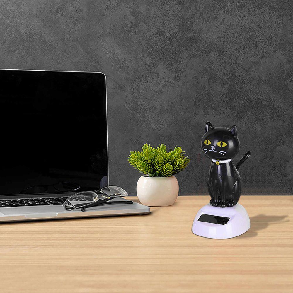 Černá ozdoba na palubní desku Kočka s kývající hlavou Solární hračka Panenka Taneční kočka Figurka Panenka s kývající hlavou