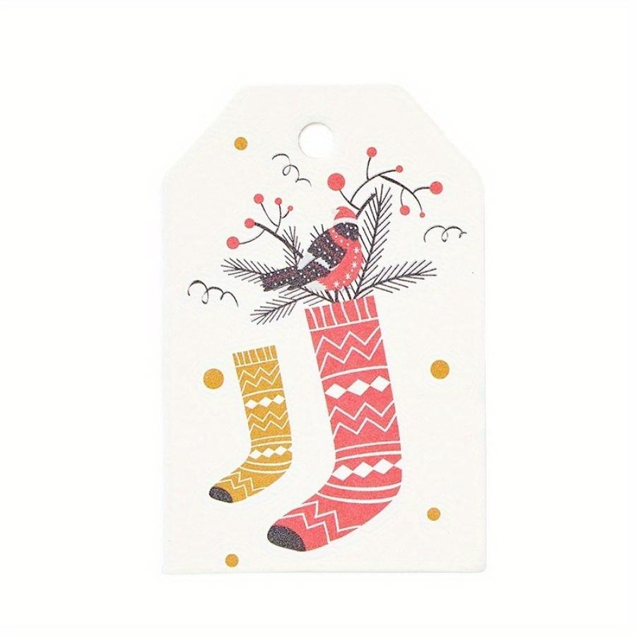 100Pcs Merry Christmas Tags Kraft Paper Card Gift Label Tag DIY Hang Tags Gift Wrapping Decor Gift Card
