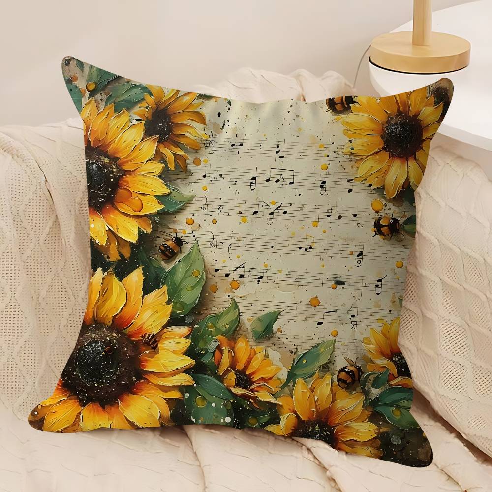 Art Sunflower Pillow Anime Pillow Sofa Bed Head Pillow Cover Cushion Cover 45x45 Cm Fashion