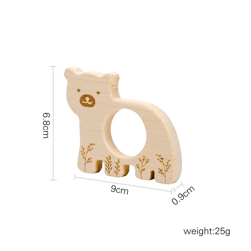 1pc Baby Teether Wooden Animal Pacifier Pendant BPA Free Beech Koala Rodent Baby Gym Accessories Teeth Pendant Children'S Goods