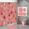 4PCS  Shower Curtain Sets With Shower Curtain And Rugs Toilet Lid Rug U Shape Mat And Bath Mat Bathroom Set  With 12 Hooks