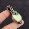 Serpentine Gemstone Pendant Copper Wire Wrapped Pendant Green Chalcedony Pendant Wire Wrap Jewelry Handmade Pendant Copper Jewelry For Gift