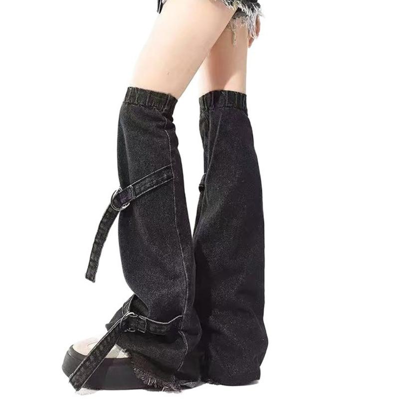 Meias Lolitas Longas para Pernas Femininas Polainas Largas Harajuku Punk Jeans Meias de Bota Moda Meias para Tornozelo Presentes