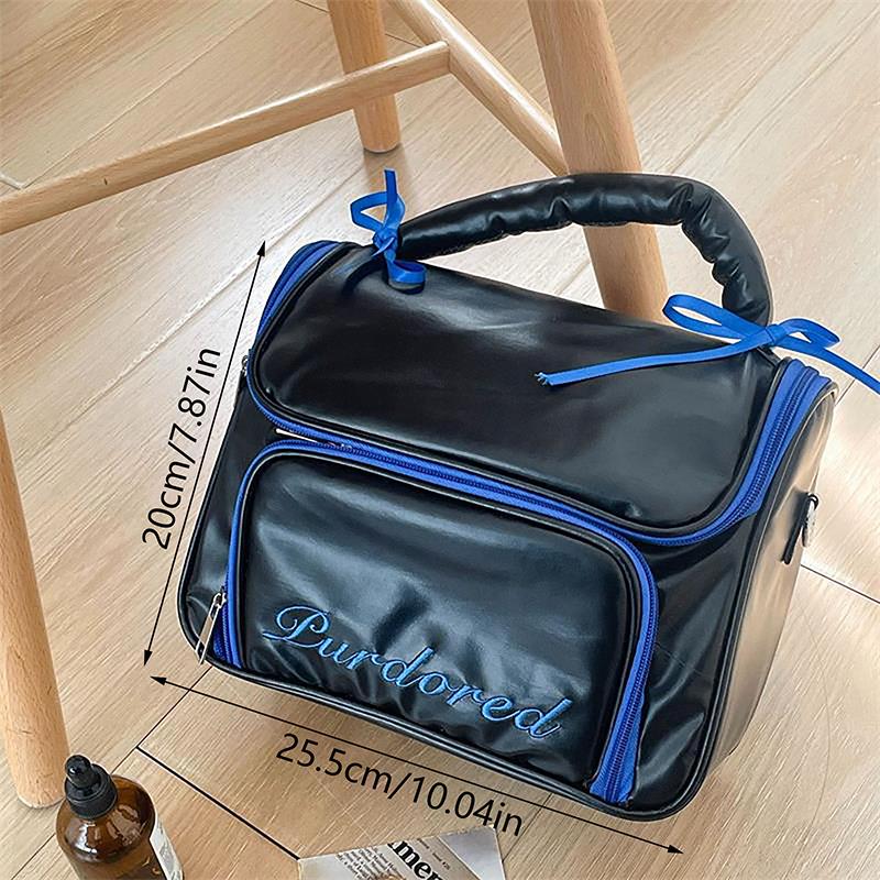 Cute Ballet Style Leather Cosmetic Bags Large Capacity Handbag Travel Portable Storage Bags Toiletry Bags Girly Makeup Bag Gifts