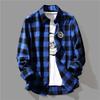 Men's Trendy Black & White Plaid Korean Style Loose Casual Long-Sleeve Shirt for Spring & Autumn