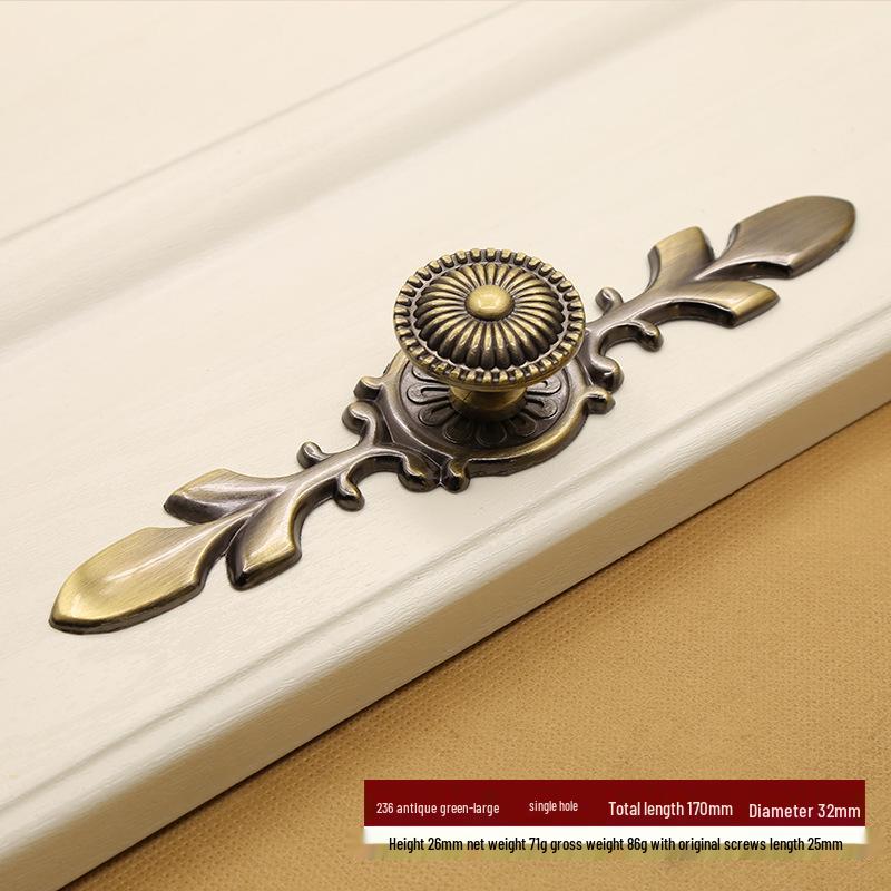 European Style Antique Bronze Pull Handle for Kitchen Cabinets, Wardrobes, and Drawers - Classic Retro Zinc Alloy Design.