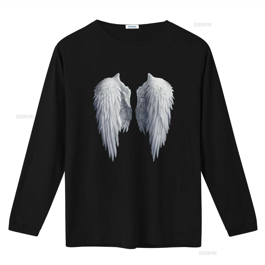 Fancy Womens Fashion Angel Wings Simple Cute T Shirt Black vintage Washed graphic homme Soft Stretched Stylish Versatile Unisex