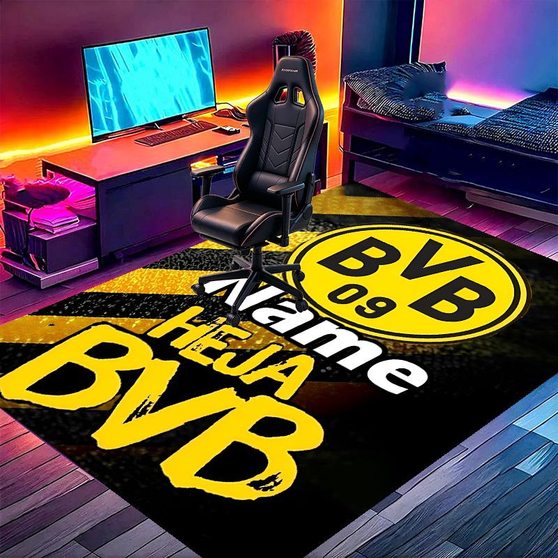 Custom Name Personalized Borussia Dortmund Print Carpet, Versatile Home Decor Rug, for Playroom, Apartment, Balcony, Entryway, Hallway Gift