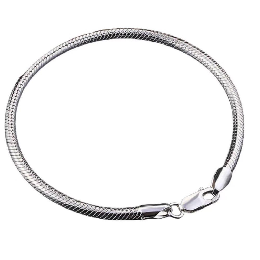 S925 Silver Plated Snake Bone Bracelet Unisex Luxury Couple Bracelet Stylish and Versatile