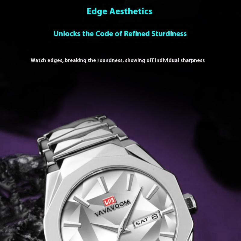 Dual Calendar Waterproof Stainless Steel Strap Watch Business Casual Men's Stainless Steel Watch Color Changing Dial