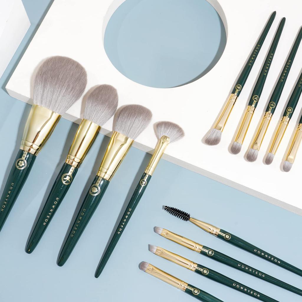 ROWNYEON Green Princess Series Makeup Brush 13 Includes Makeup Brush Cleaner and Premium Fiber Soft Makeup Includes Makeup Easy to Suitable for