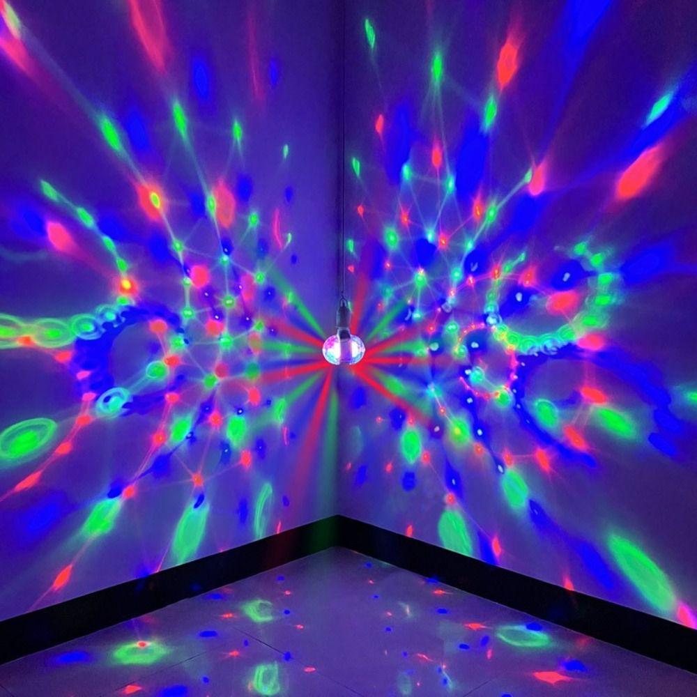Auto Rotating Crystal Strobe RGB Lamp Dual Head Disco Lights E27 LED Bulb  Halloween