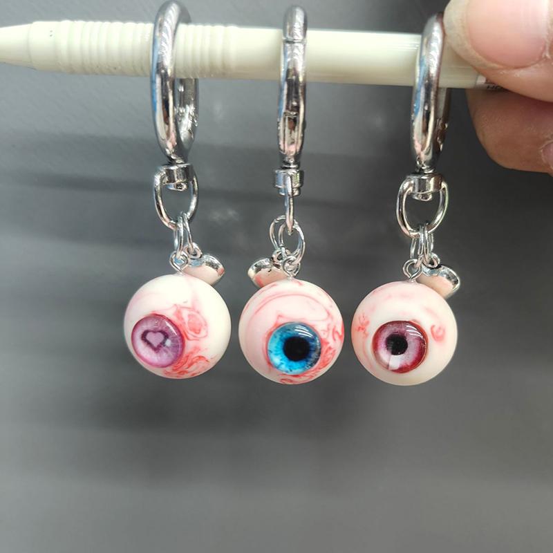 Gothic Demon Heart Eye Pendant Necklaces Resin Couple Keychain Pendant Halloween Backpack Decor Charms Jewelry Gifts
