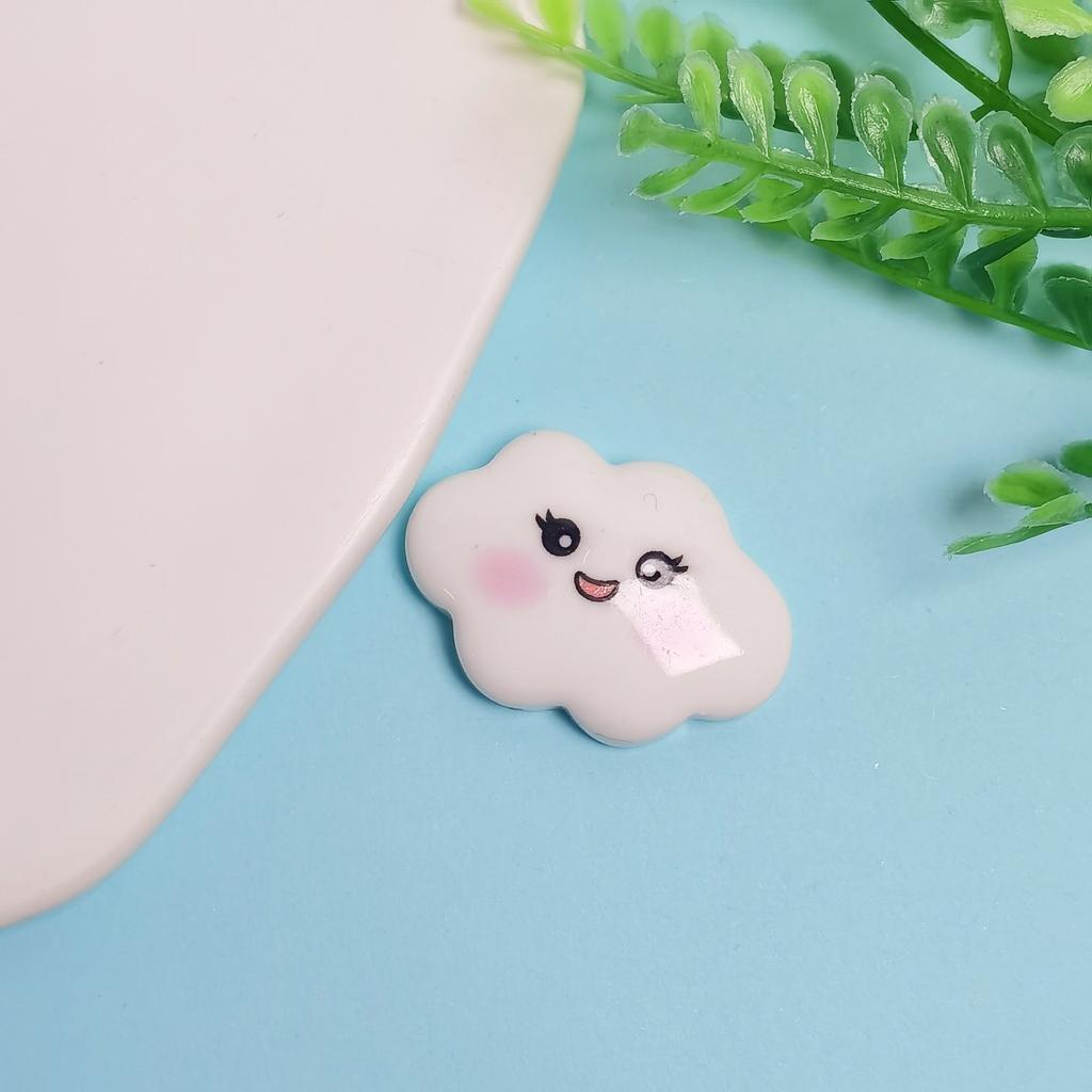 Cute Expression Cloud Resin Cabochons, 31mm Kawaii Cloud Charms for DIY Crafts