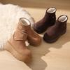 Leather thick-soled heightening snow boots women's Martin boots new winter velvet short boots thermal cotton shoes