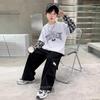 T-shirt a manica lunga a strati in cotone pesante a quadri unisex - Stile casual coreano e americano