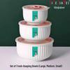 3-Piece Vertical Stripe Enamel Fresh-keeping Bowl Set